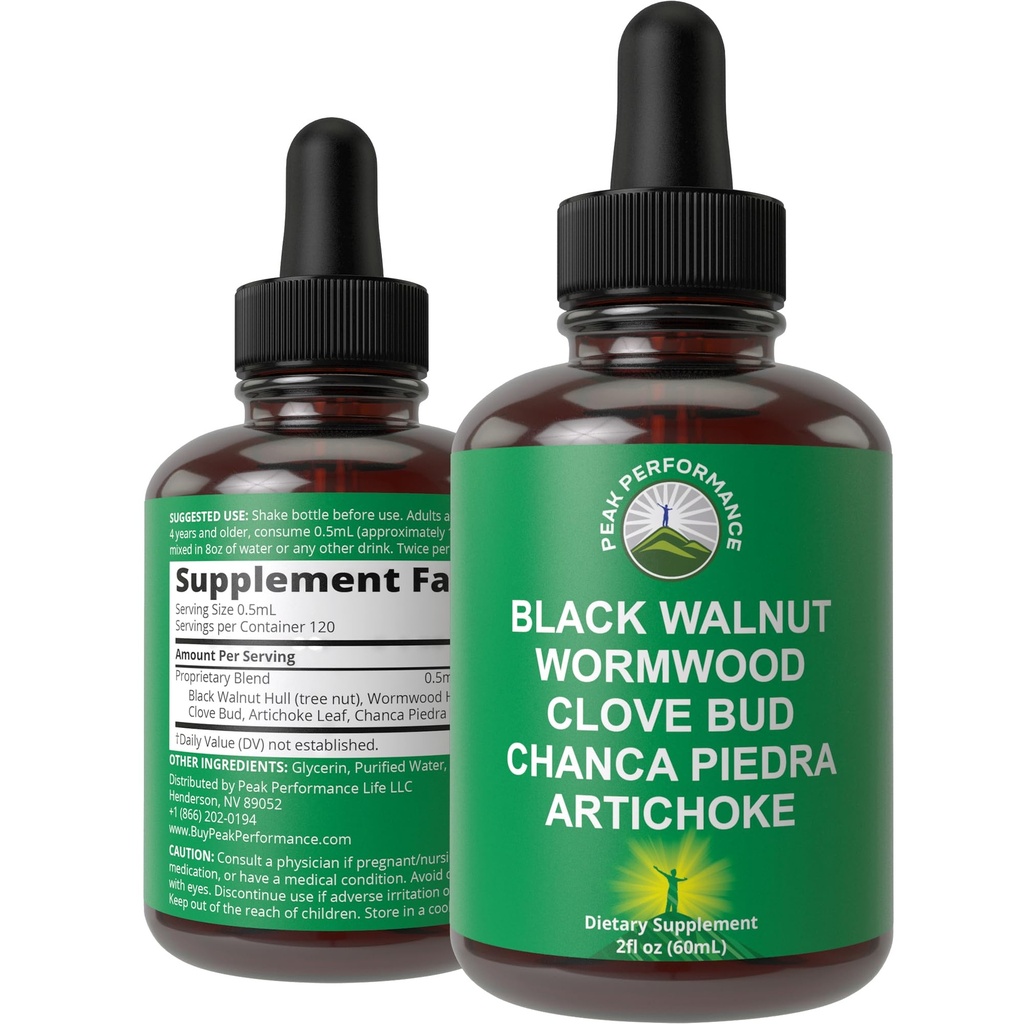 Wormwood Black Walnut Clave Cleanse για τους ανθρώπους. Αποβολή Detox + Εντερική υποστήριξη συμπλήρωμα υγρής βαφής για ενήλικες και παιδιά. με Artichoke και Chanca Piedra για επιπλέον οφέλη