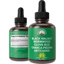Wormwood Black Walnut Clave Cleanse για τους ανθρώπους. Αποβολή Detox + Εντερική υποστήριξη συμπλήρωμα υγρής βαφής για ενήλικες και παιδιά. με Artichoke και Chanca Piedra για επιπλέον οφέλη