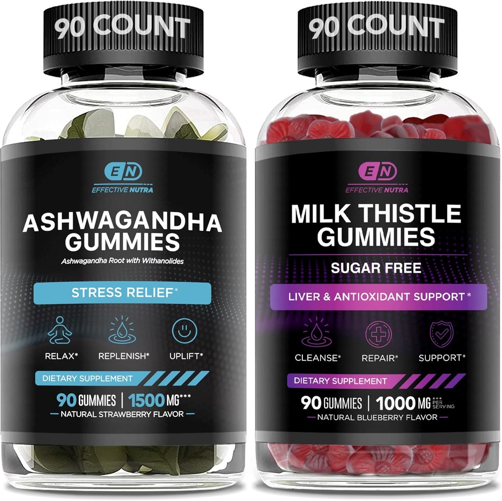 EFFECTIVE NUTRA Ashwagandha Gummies & Milk Butle Gummies