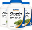 Nutricost Chlorella Capsules (3 Şişe) 500 mg, 240 Capsules