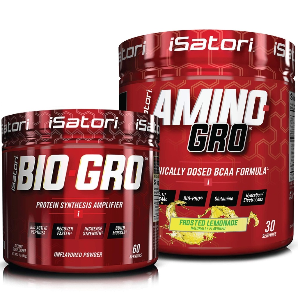 iSatori Bio-GRO Protein Synthesis Amplifier - Unflavored (60 Hizmet) & iSatori Platinum-GRO BCAA Toz - Frosted Lemonade (30 hizmet)