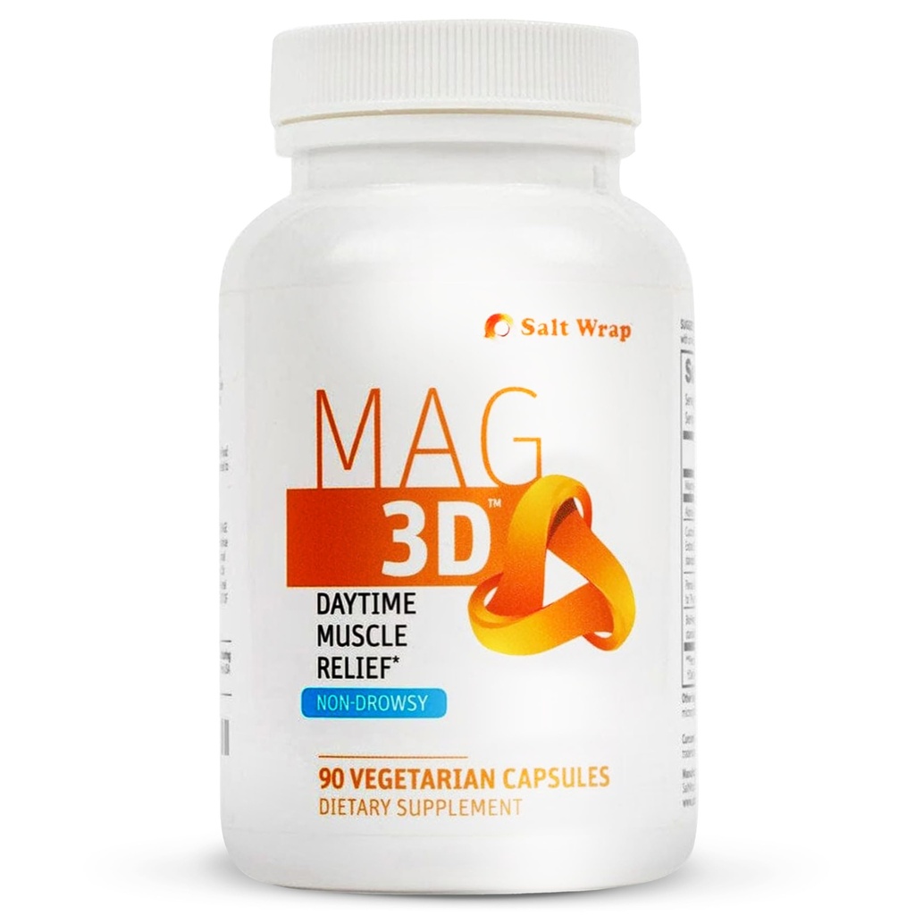 SaltWrap Mag 3D – Daytime (Non-Drowsy) Leg Cramp & Muscle Relief Support - Turmeric, Alfa Lipoic Acid & Magnezyum