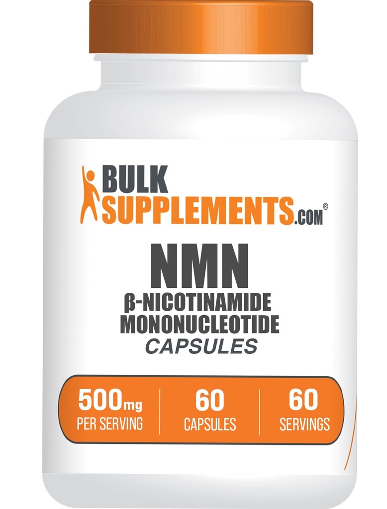 BulkSupplements.com NMN Capsules - Gluten Free, 1 Capsule per Serving (500mg), 60 Count