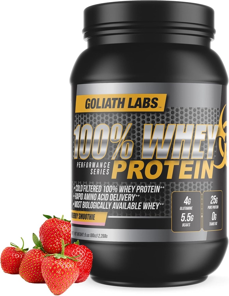Goliath Labs 100% Whey Protein Toz Isolate/Blend | Erkekler ve Kadınlar için Hızlı Çalışın | Her Servde BCAA'ların 25g ve 5.5g, 5 lbs, 68 Hizmetler