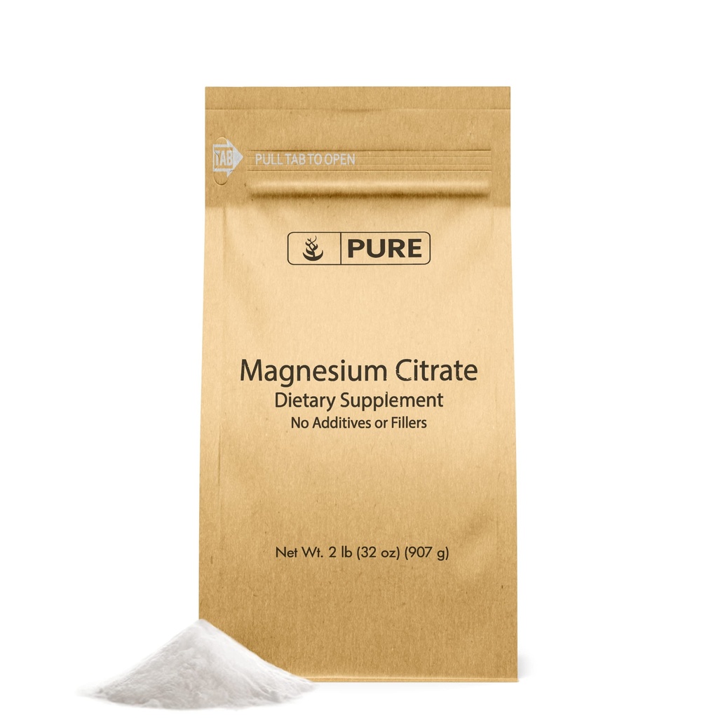 Pure Original Materialss Magnezyum Citrate (2lb) Magnezyum Tamam, Unflavored, Dissolves Kolayca Kolay