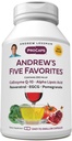 ANDREW LESSMAN Andrew's Five Favorites 240 Capsules - Her bir Coenzyme Q-10, Resveratrol, EGCG, Pomegranate ve Alfa Lipoic Asit, Güçlü Anti-Oxidant Desteği, Hiçbir Katkı