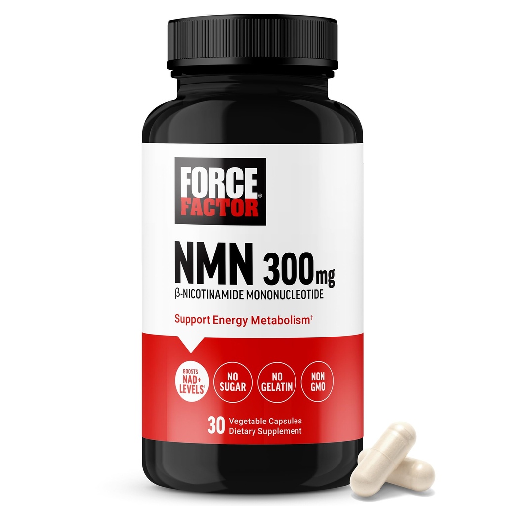 Force Factor NMN Supplement, Nicotinamide Mononucleotide to Support Healthy Aging and Energy Metabolism, Boosts NAD+ Levels, No Gelatin, Non-GMO, 30 Vegetable Capsules
