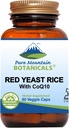 Pure Mountain Botanicals Red Yeast Rice with CoQ10 90 Kosher Vegan Capsules Now with 600 mg Organic Red Rice Yeast Plus Co Q 10