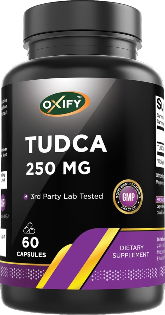 Oxify TUDCA 250 mg | 60 Capsules | Gluten-Free, Non-GMO | Supplement Made in USA