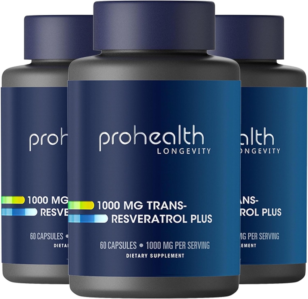 ProHealth Trans Resveratrol Plus 1000 mg. Worlds Most Researched Trans-Res Supplement. Doktor Max Potency için Quercetin & BioEnhancers ile Formüle edildi. Lab Tested 98 Pure. 30 Servisler (3 Paket)