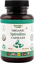 USDA Organik Spirulina Capsules - 100% Pure Vegan Supplement, Non-GMO, Gluten-Free, Chemical-Free, (120)