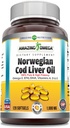 Amazing Omega Norveç Cod Liver Oil (Omega-3, EPA/DHA) Supplement | 1000 Mg Per | 120 Softgels | Orange Flavor | Non-GMO | Gluten-Free | Made in USA