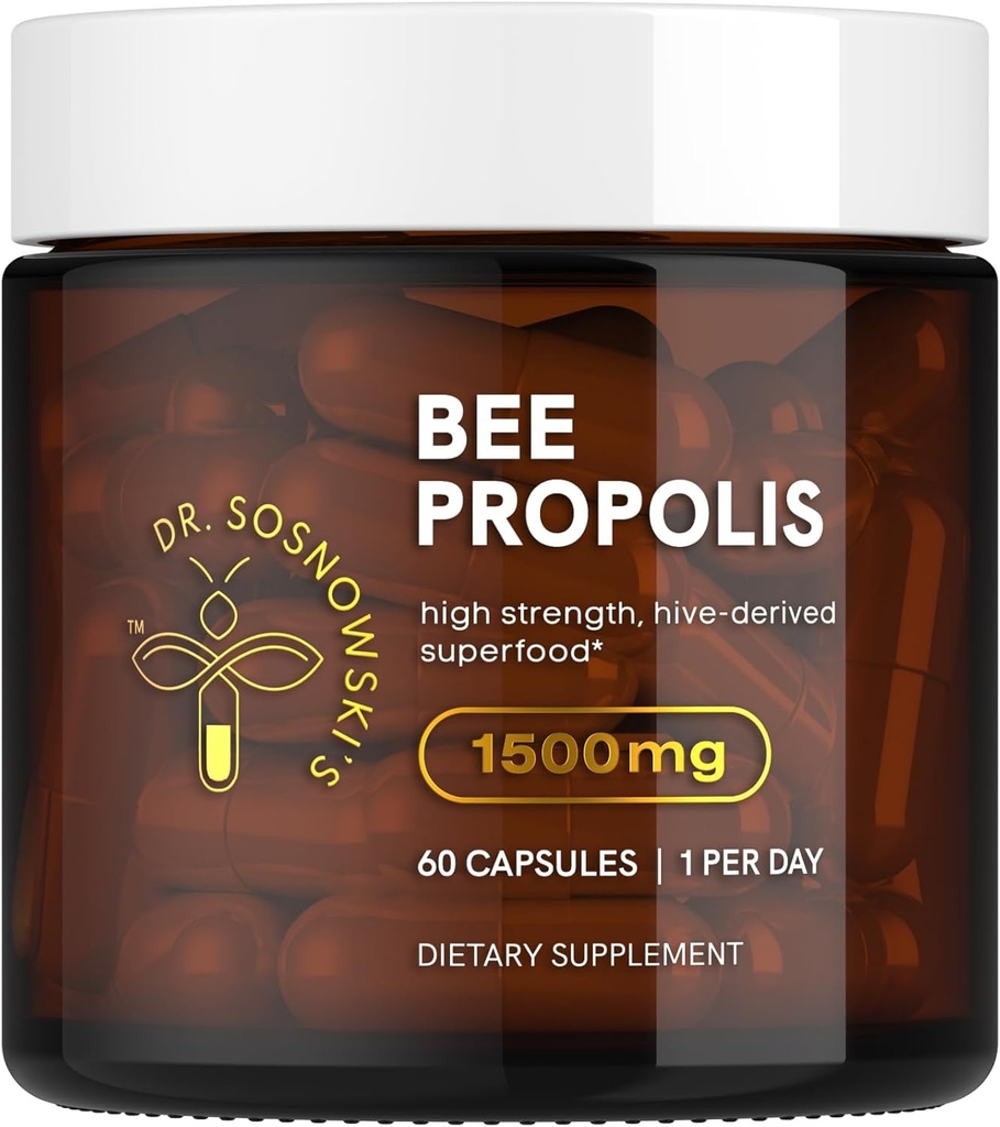 Dr Sosnowski'nin Arı Propolisi | 1500 mg Yüksek Potency | Hive-derived Superfood, Sebze Capsules, 60 | 2 Ay Supply