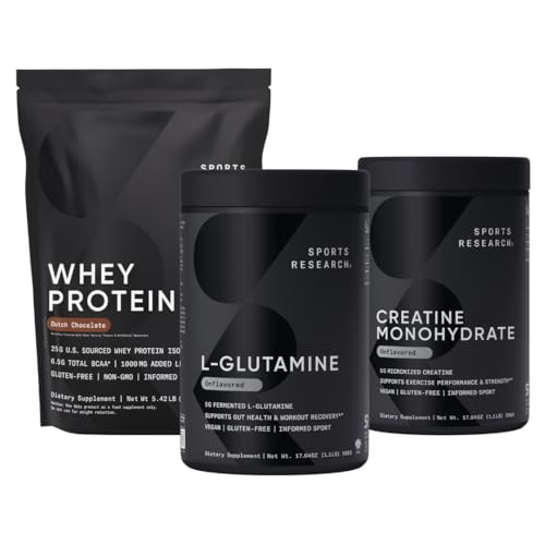 Spor Araştırması® Recovery Pack - L-Glutamine, Kretine Monohidrat ve Whey proteini Performansı ve Güçlüliği Geliştirmek için Performans ve Güç Kurtarmayı Geliştirmek ve Destek Çalışması
