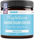 Magnum Solace Magnezyum Lotion – Hydrating Nighttime Cream Legs, Arms or Chest - Topical Chloride USA Made and Safe for Kids (Unscented)