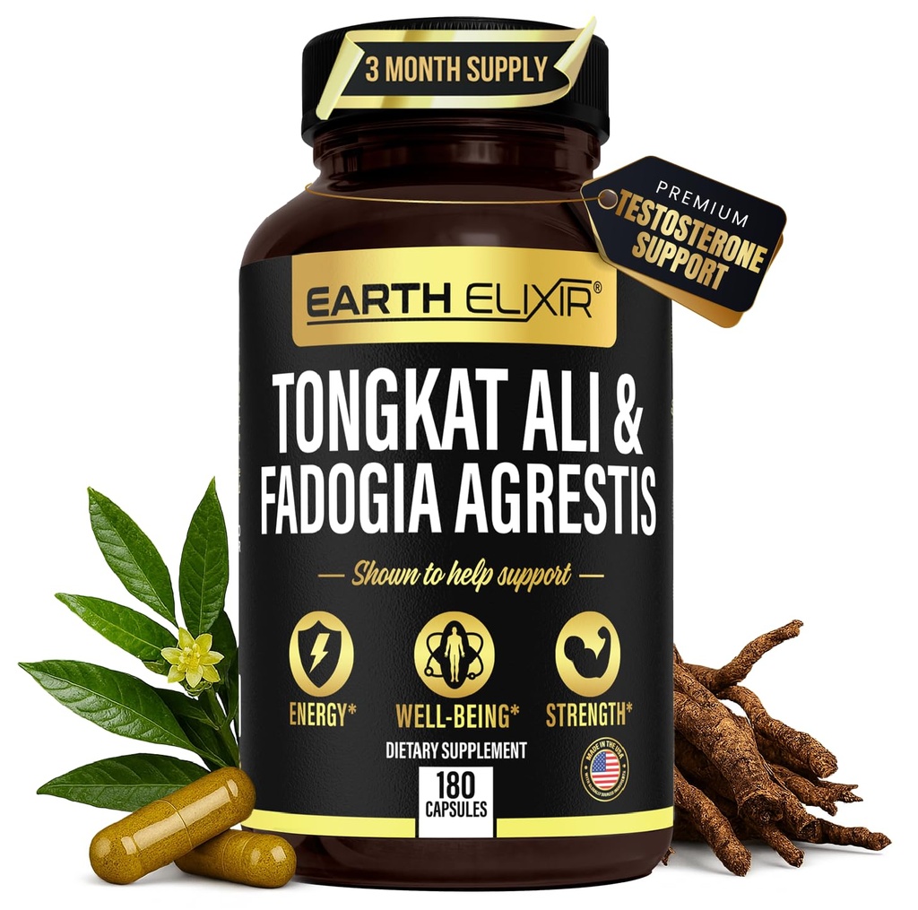 Dünya Elixir Fadogia Agrestis & Tongkat Ali for Men & Woman – Natural testosteron Supplement for Men - Amerika Birleşik Devletleri ve 3. Parti Test Edildi - Güçlü, Enerji ve Yaşam - Longjack - 3 Ay Supply