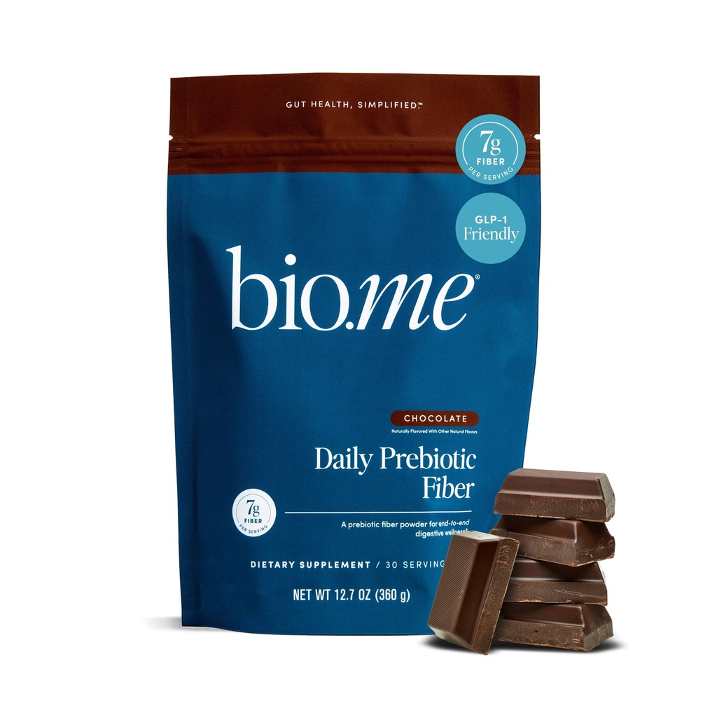 Bio.me Daily Prebiotic Fiber Powder Chocolate - 7g Per Serving - Διαλυτή και αδιάλυτη Fiber Supplement Powder for Women & Men - Digestive Health & Gut Health - GLP-1 Friendly, Sugar Free - 30 Services