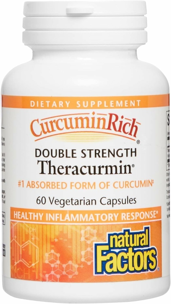Doğal Faktörler, CurcuminRich Double Strength Theracurmin, 60 mg, Sadece 1 Capsule Daily, Üstün Aborpsiyon için Formüle edildi, 60 Kont (en 1)