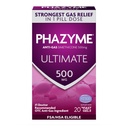 Phazyme Ultimate Strength Anti-Gas 500 mg Simethicone Gas Relief for Yetişkinler, Hızlı Gels hızla Ease Bloating, Basınç ve Discomfort, 20 Count