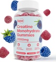 Creatine Monohydrate Gummies for Men & Women - High Purity Sour Blue Raspberry- Chewable Creatine Infused Gummy for Muscle Strength & Energy Boost, Bioavailable Pre-Workout Supplement