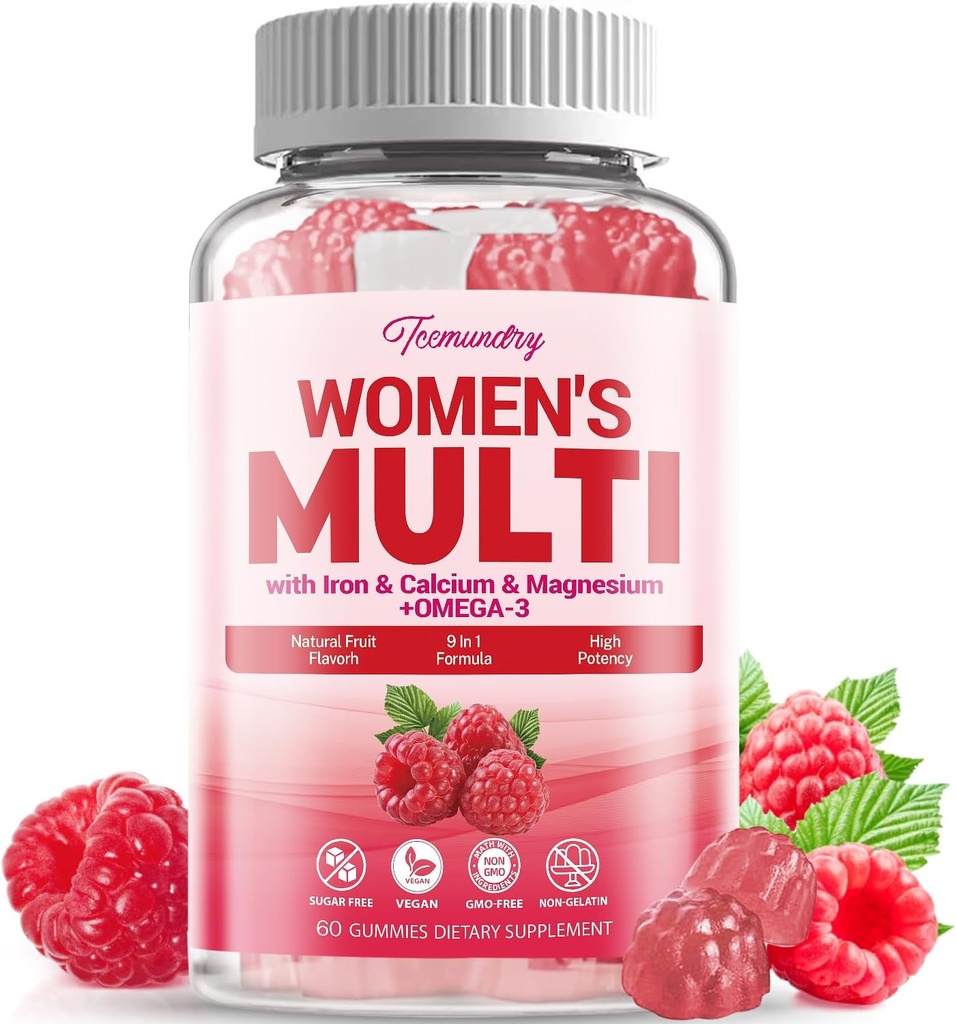 Sugar-Free Womens Multivitamin Gummies - Yüksek Abxia Multivitamin for Women Gummy with Omega-3, Astaxanthin,dis, Iron, A, C, D3, K2, E, B6, B12 - Supports Skin, Saç, Enerji, Immune