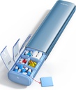 Vaydeer 7 Day Weekly Pill Organizer (Υποστήριξη 2 φορές την ημέρα), Metal Travel Pill Case, Μεγάλη Χωρητικότητα Daily χαριτωμένο κουτί χάπια για συμπληρώματα, χάπια, βιταμίνες και φαρμακευτική αγωγή (μπλε)