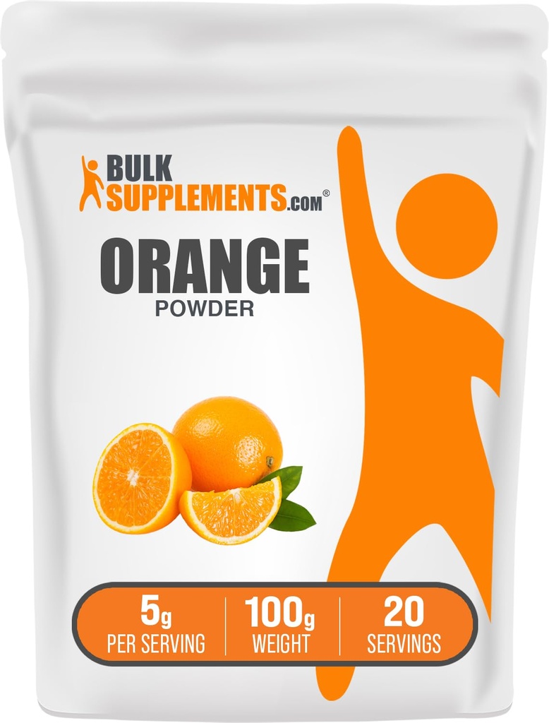 BulkSupplements.com Orange Powder - Orange Fruit Powder, Nutrient-Rich Flavoring - Gluten Free, 5g per Serving, 100g (3.5 oz) (Pack of 1)