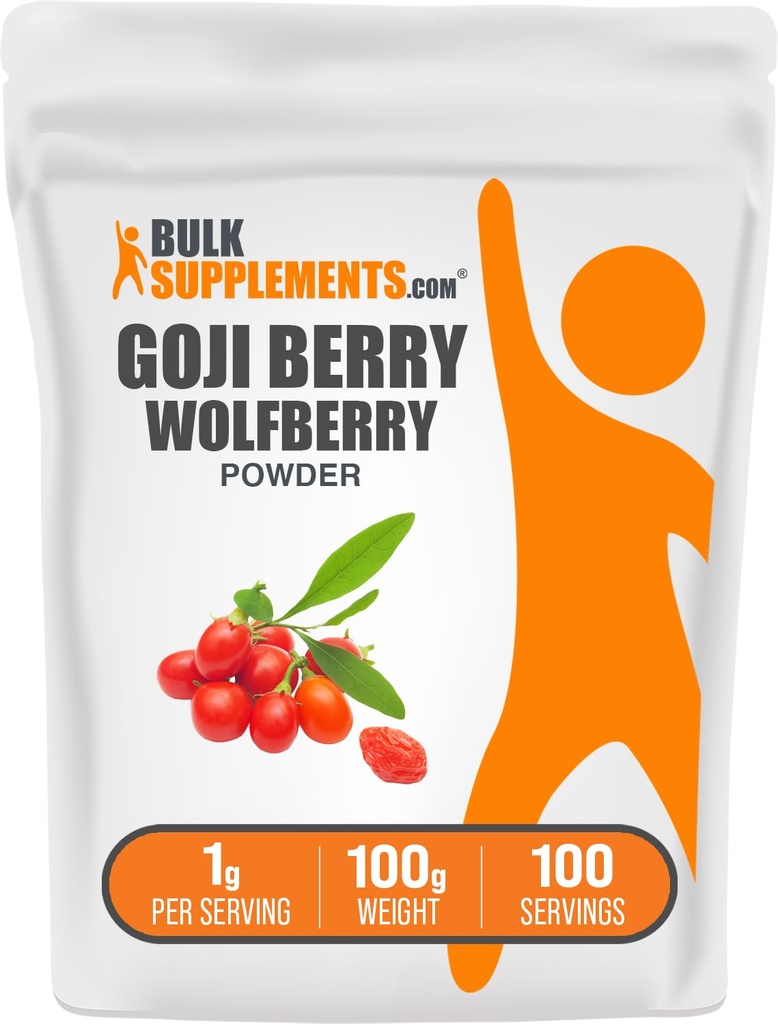 BulkSupplements.com Goji Berry Powder - Goji Berries Supplement, Wolfberry Powder - Vegan & Gluten Free, 1g per Serving, 100g (3.5 oz) (Pack of 1)