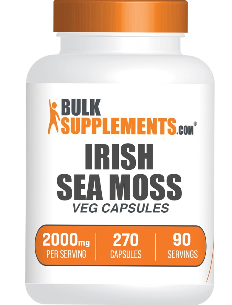 BulkSupplements.com Irish Sea Moss Capsules - Sea Moss Supplement, Irish Sea Moss - Gluten Free, 3 Capsules per Serving (2000mg), 240 Count (Pack of 1)