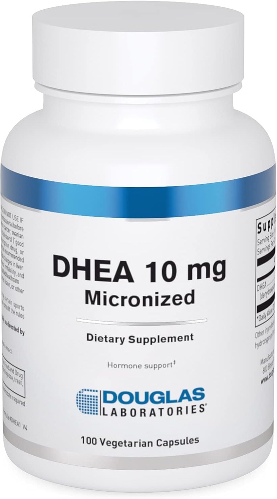 Douglas Laboratories DHEA 10 mg Κάψουλες - Μικρονωμένα - Υποστηρίζει την ισορροπία ορμονών, Ανοσία, Εγκέφαλος, Οστική Υγεία & Μεταβολισμός * - Μη- ΓΤΟ - 100 Καψάκια Χορτοφαγικής