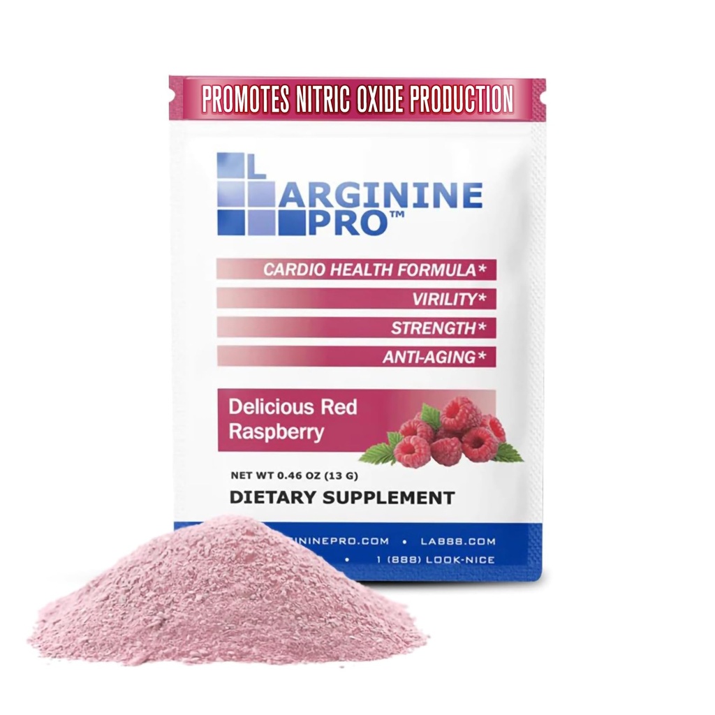 L-ARGININE PRO Supplement Toz | 30 Packets Single Serve Travel Size | L-arginine Plus 1,100 mg L-Citrulline, Raspberry L-Citrulline, Raspberry