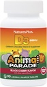 Natures Plus Animal Parade Sugar-Free Children's Vitamin D3-500 IU - Black Cherry Flavor - 90 Chewable Animal Shaped Tabletler - Bone Health & Immune System Support - 90 Servisler