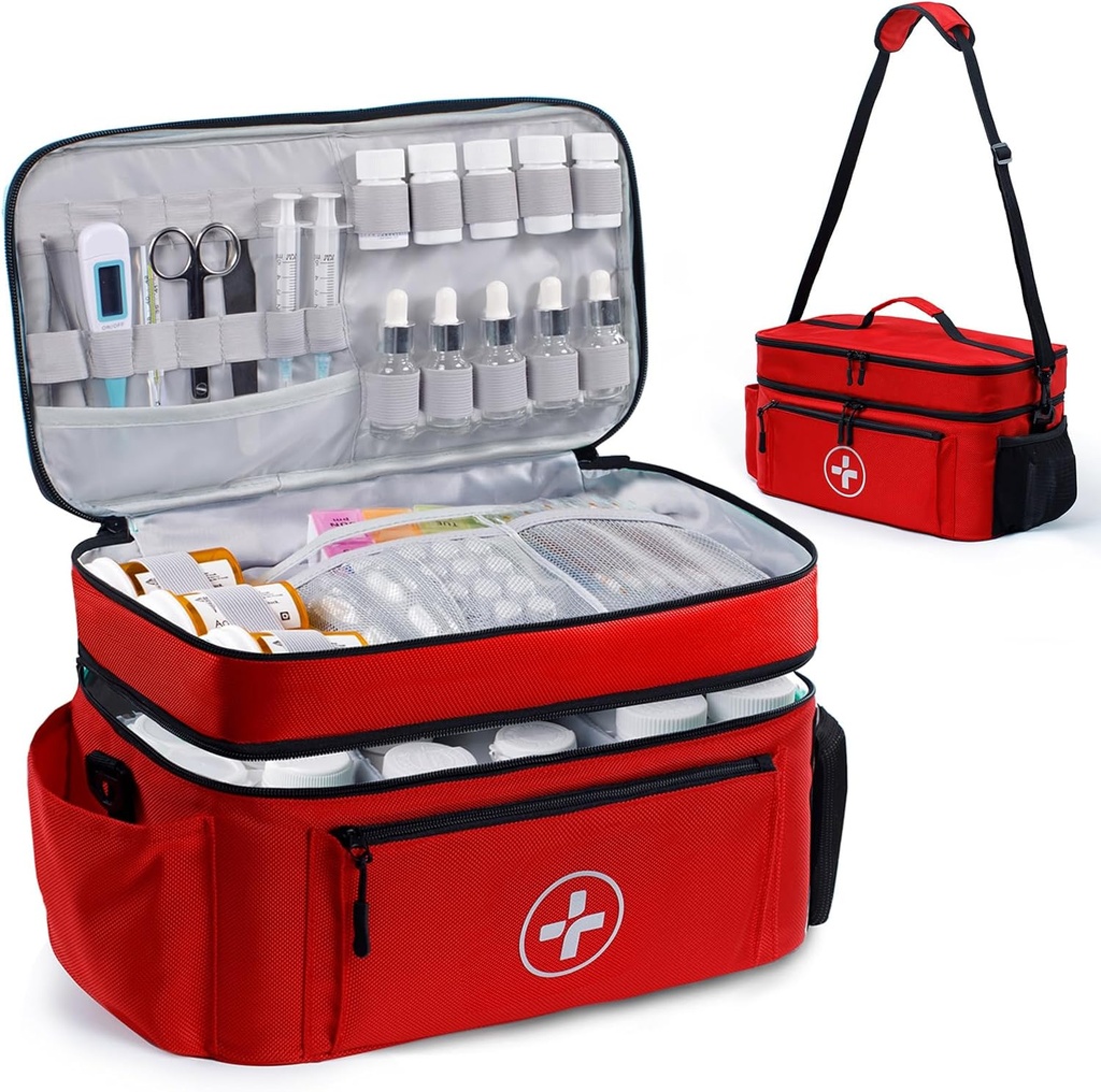 BAGSFY Travel Medicine Bag Organizer, Ιατρική τσάντα Κενό, Pill μπουκάλι Organizer για το σπίτι, Μεγάλη Αποθήκευση φαρμάκων, Ταξίδια Κουτιά Κουτιά Πρώτης Βοήθειας Κενό, Κιτ έκτακτης ανάγκης.