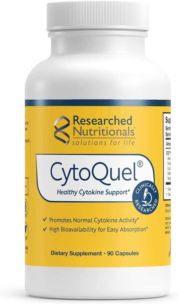 Ερευνημένα διατροφικά CytoQuel με N-Acetyl Cysteine, φυτικά συμπληρώματα & Turmeric Extract - Προώθηση Υγιεινή λειτουργία κυτοκίνης για την υποστήριξη του ανοσοποιητικού, τον ύπνο & φυσική άνεση (90 κάψουλες)
