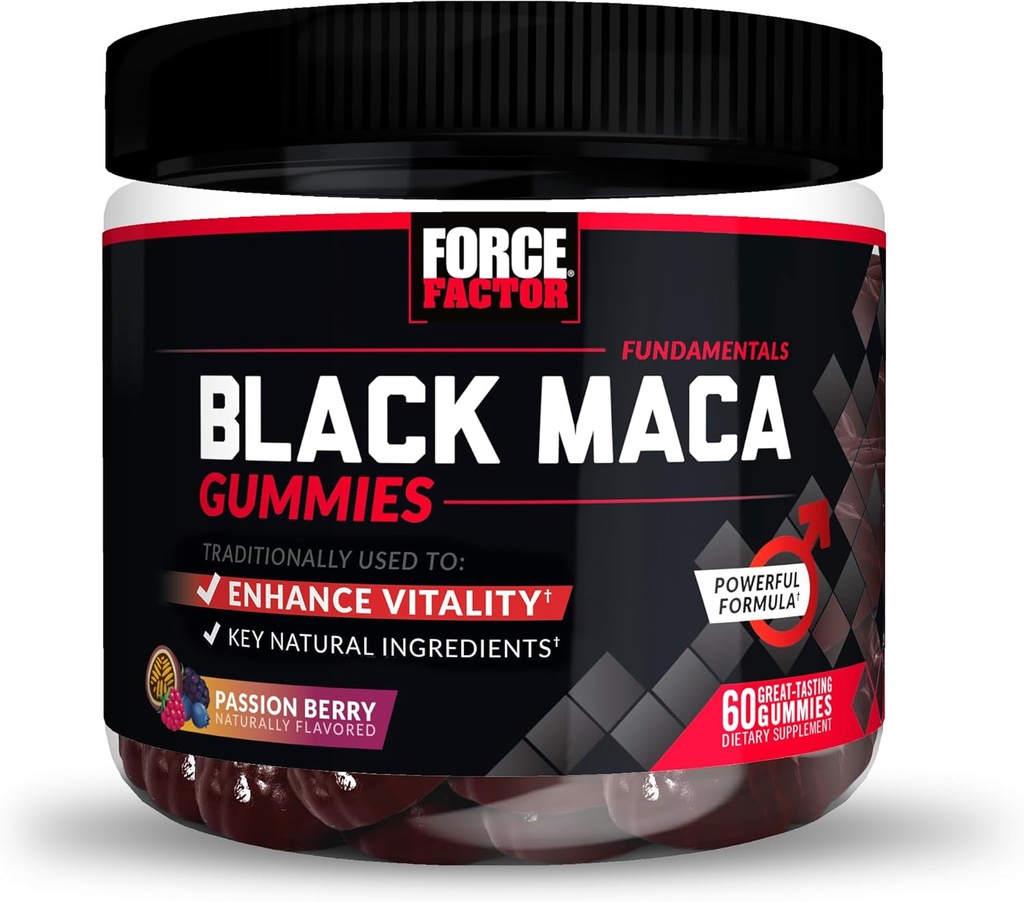 Kuvvet Faktörü Black Maca Gummies, Siyah Maca Root, Erkekler ve Kadınlarda Vitality'yi geliştirmek için, Enerji ve Güçlüliği artırmak, Üstün Aborpsiyon için BioPerine ile, Delicious Passion Berry Flavor, 60 Gummies
