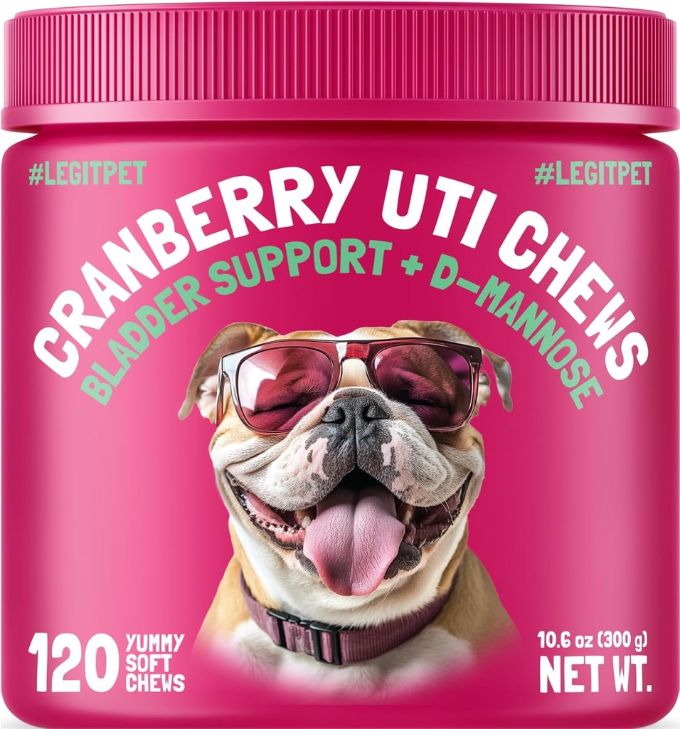 Cranberry UTI Chews for Dogs Bladder Support + D-Mannose Supports Kidney Urinary Tract and Bladder Health Natural Cranberry Wellness Supplement Immune System (28) Natural Pet Antioksi 120 Chews