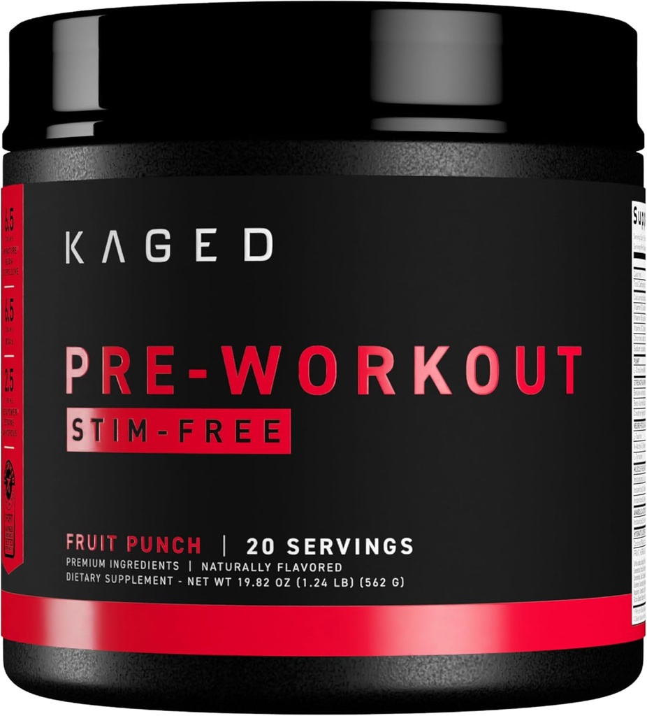 Kaged Stimulant Free Pre Workout Toz Meyveli Zehir Pre-Kaged Formulated with with Tinat Tina, Beta Alanine No Jitters 20 Hizmetler