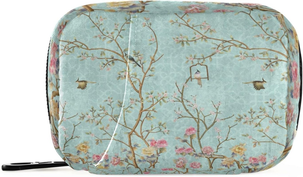 Pill Case Flower Birds Pill Box 7 Day Pill Case Bag Travel Pill Organizer Bag with Surface Portable Weekly Case Compact Boyut for Vitamin Supplement Sahibi için Özellik