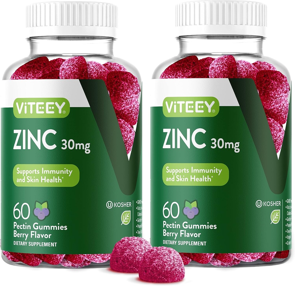 Erkekler ve Kadınlar için Viteey Bora Gummies - 30 mg - Immune Boost & Skin Health - Vegan, Gluten Free - 120