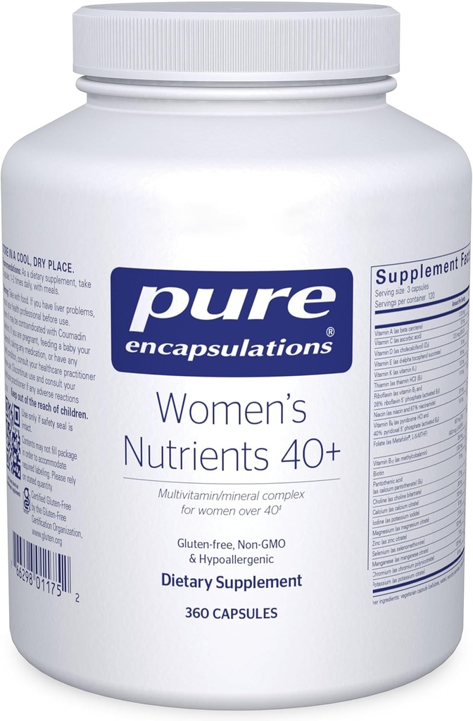 Pure Encapsulations Women's Nutrients 40+ - Kadınlar için Multivitamin 40'dan fazla Urinary Tract Sağlık, Kadın Hücre Sağlığı ve Göz Dürüstlüğü* - C vitamini, E & A - 360 Capsules