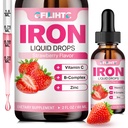 Kadınlar için sıvı Demir Supplement & Çocuklar için Multivitamin Demir Drops, Folate, C, B6, B12, Anemi için çinko, Iron Deficiency, Blood Builder, Energy - Natural Strawberry Flavor, Vegan 2 Fl Oz Oz