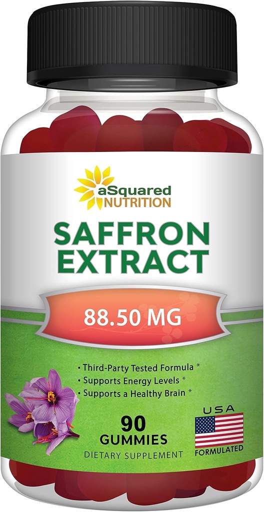 ASquared Beslenme Saffron Gummies - Saffron Extract Supplement - Pure Gummy Supplements Alternative to Capsules, Pills, Toz & Tea