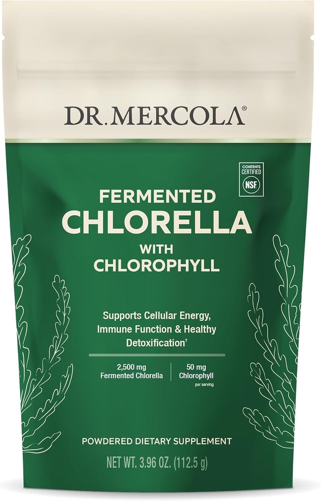 Dr. Mercola Fermented Chlorella with Chlorophyll Toz, 3.96 Oz. (112.5 g), 45 Hizmet, Destek Hücreleri Enerji ve Immune Function, Non-GMO, NSF Contents Sertifikalı