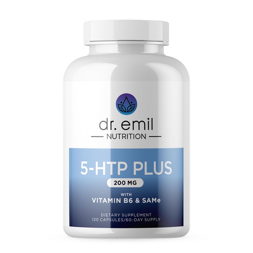 DR. EMIL NUTRITION 200 MG 5-HTP Plus with SAM-e for Mood, Stress, and Sleep - 5HTP Supplement with Vitamin B6-120 Vegan Capsules, 60 Servings