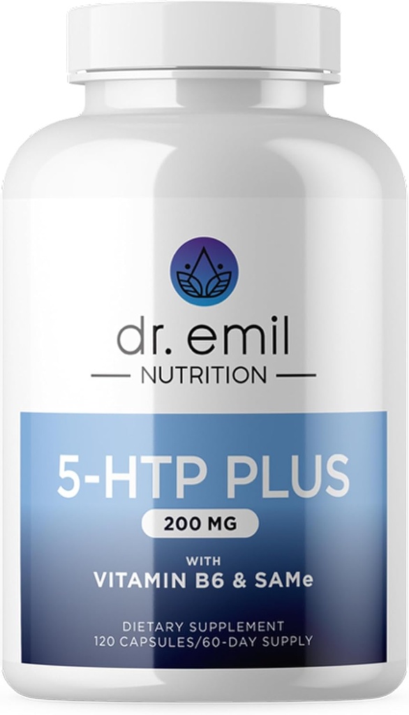 DR. EMIL NUTRITION 200 MG 5HTP Ayrıca Mood, Stres ve Uyku için SAM-e ile birlikte - B6-120 Vegan Capsules ile 5HTP Supplement, 60 Hizmet