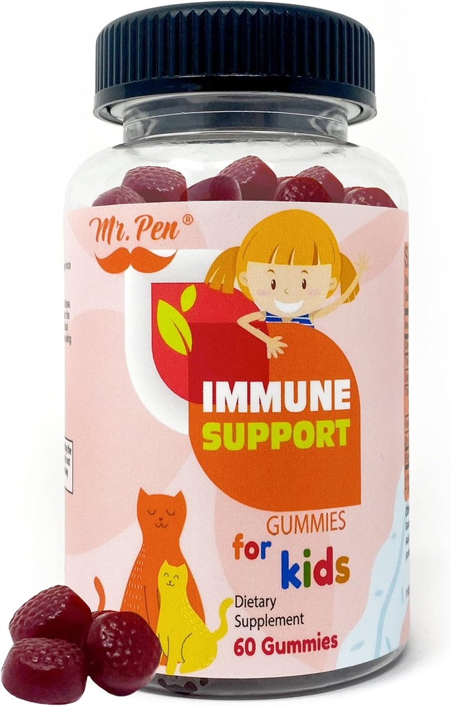 Bay Pen Elderberry Vitamin C çinko Gummies for Kids | 60 Kont | 2 Ay Supply | 4+ Years, Immune Support Gummies, Low Sugar, Non- GMO, Vegan, Gluten Free, Pectin Chews