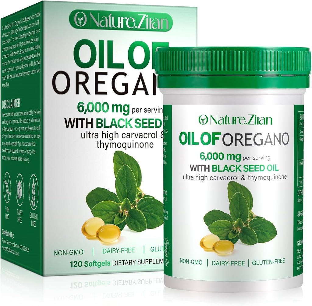 Oregano Softgel - Black Seed ile Oregano'nun Organik Yağı - 1, 120 Kont