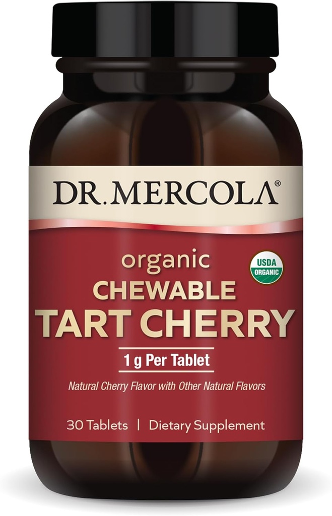 Dr. Mercola Organic Chewable Tart Cherry, 30 hizmet (30 Capsules), Non-GMO, Gluten Free, Soy Free