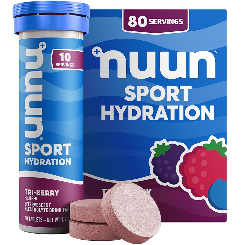 Nuun, Electrolyte Drink Tabs Tri Berry, 8 Count, 1.9 Ounce (Pack of 6)