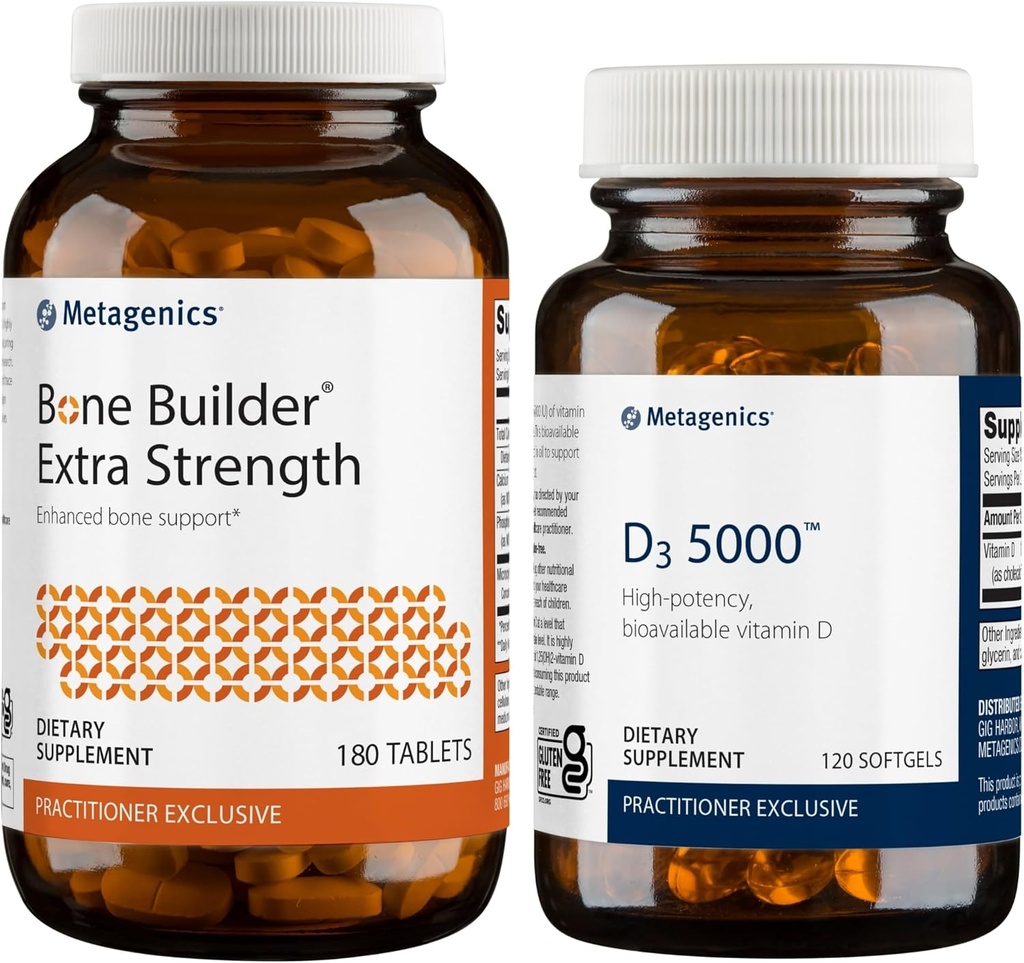 Metagenics Sche - Bone Builder Extra Strength & D3 5000-180 Bone Builders * - Immune Support & Heart Health için 20 Softgels of D3 5000